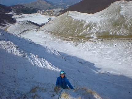 Monte Gallinola, Appennino, Riccardo Quaranta, Emanuele Guglietta, Alessio Scacco - Monte Gallinola: durante l'apertura di 'Muschio Selvaggio' e 'More than this'