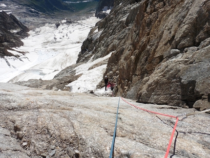 Grandes Jorasses, Mont Blanc, Maxim Foygel, Roman Gorodischenskiy - Via RoMa, Grandes Jorasses: the first pitch on the east face