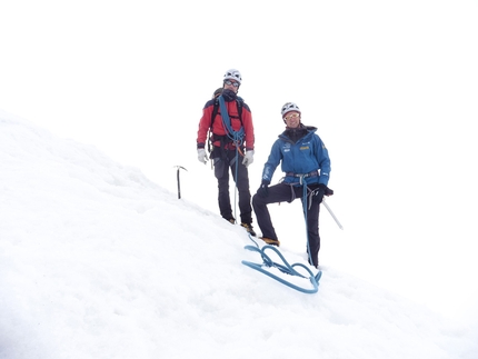Grandes Jorasses, Mont Blanc, Maxim Foygel, Roman Gorodischenskiy - Via RoMa, Grandes Jorasses: Maxim Foygel and Roman Gorodischenskiy on the top, in the clouds