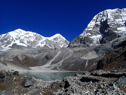 Nepal, Oriol Baró, Roger Cararach, Santi Padrós - Lake Dudh Khunda and the mountains Numbur, Khatang and Karyolung