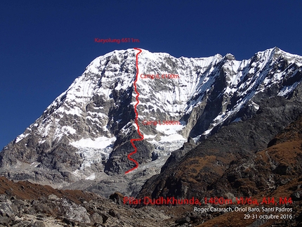 Nepal, Oriol Baró, Roger Cararach, Santi Padrós - 'Pilar Dudh Khunda', Karyolung (6511m) climbed by Oriol Baró, Roger Cararach and Santi Padrós