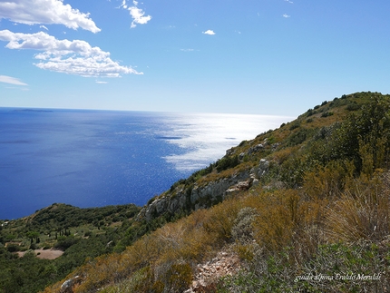 Magnificat, Capo d'Uomo, Argentario, Eraldo Meraldi - During the first ascent of 'Magnificat', Capo d'Uomo, Argentario, Italy