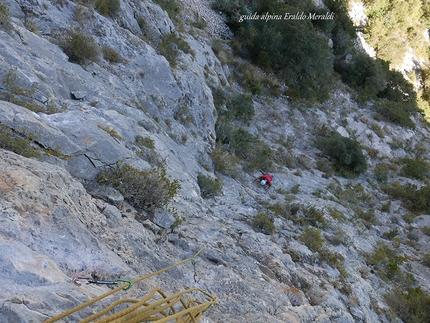 Magnificat, Capo d'Uomo, Argentario, Eraldo Meraldi - During the first ascent of 'Magnificat', Capo d'Uomo, Argentario, Italy