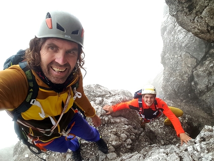Thomas Huber - Thomas Huber climbing up Watzmann with his son Elias after his accident