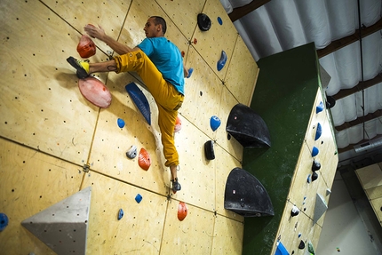 Arrampicata, USA, Enrico Baistrocchi - Enrico Baistrocchi forerrunning prima della ProAm