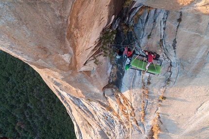 Sébastien Berthe, Heart Route, El Capitan, Yosemite - Sébastien Berthe durante la seconda salita in libera di Heart Rout, El Capitan, Yosemite