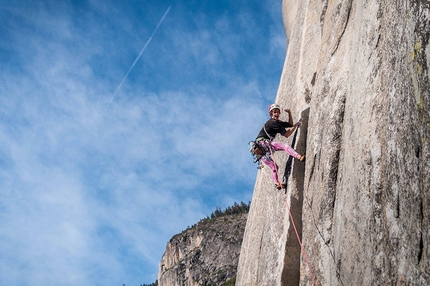 Sébastien Berthe, Heart Route, El Capitan, Yosemite - Sébastien Berthe making the second free ascent of Heart Route on El Capitan, together with Simon Castagne