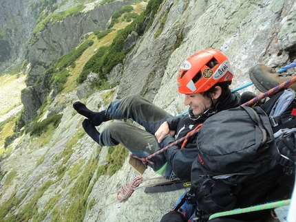 Jozef Kristoffy, Jastrabia veza, Slovakia - Jozef Kristoffy climbing 'Corona' at Jastrabia veza in Slovakia