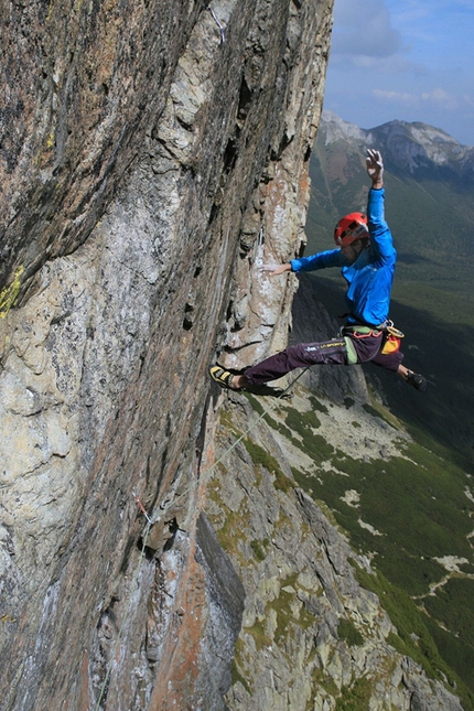 Jozef Kristoffy, Jastrabia veza, Slovakia - Jozef Kristoffy climbing 'Corona' at Jastrabia veza in Slovakia