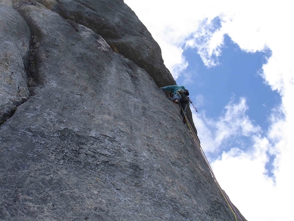 Malga Spora, Croz del Giovan, Brenta Dolomites - Danilo Bonvecchio climbing Bonobo, Sasso San Giovanni East Face, Brenta Dolomites