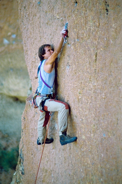 Alan Watts - Alan Watts during the first attempt of Watts Totts (5.12b) in 1982, Smith Rock, USA