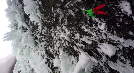 Tim Emmett and Klemen Premrl climb Interstellar Spice at Helmcken Falls