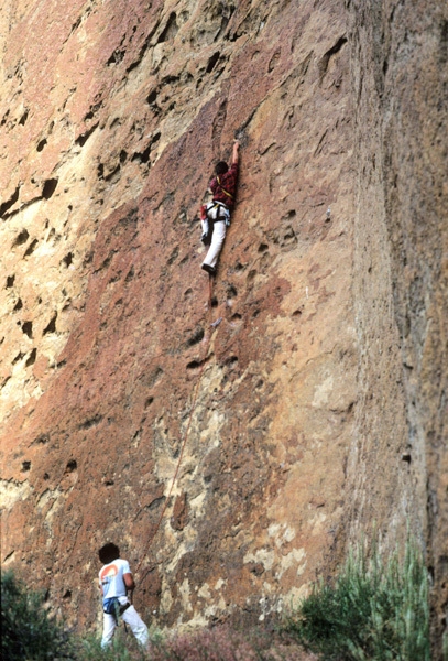 Alan Watts - Alan Watts making the first ascent of Zebra Direct in 1979