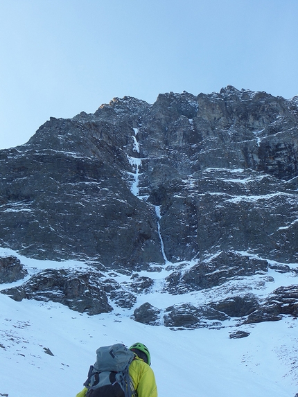 Hochbirghöhe, Vittorio Messini, Isidor Poppeller, Matthias Wurzer - Durante la prima salita di 'Mehr denn je Hintersee' (800m, M7+ WI6+, Vittorio Messini, Isidor Poppeller, Matthias Wurzer, 08/12/2016) Hochbirghöhe, Hoher Tauern, Austria 