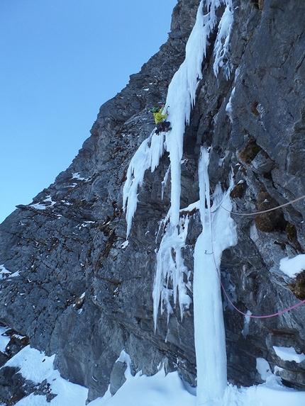 Hochbirghöhe, Vittorio Messini, Isidor Poppeller, Matthias Wurzer - During the first ascent of 'Mehr denn je Hintersee' (800m, M7+ WI6+, Vittorio Messini, Isidor Poppeller, Matthias Wurzer, 08/12/2016) Hochbirghöhe, High Tauern, Austria 