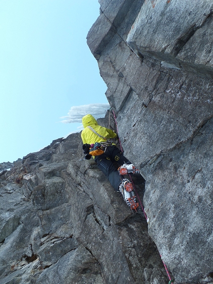 Hochbirghöhe, Vittorio Messini, Isidor Poppeller, Matthias Wurzer - During the first ascent of 'Mehr denn je Hintersee' (800m, M7+ WI6+, Vittorio Messini, Isidor Poppeller, Matthias Wurzer, 08/12/2016) Hochbirghöhe, High Tauern, Austria 