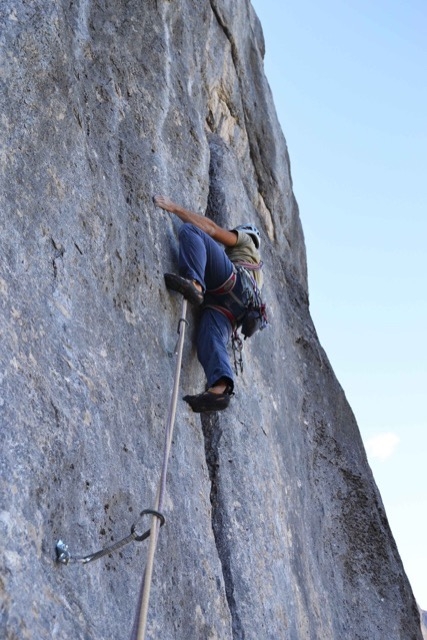 Malga Spora, Croz del Giovan, Brenta Dolomites - Alessio Tait climbing Rigole Bucoliche, Malga Spora, Croz del Giovan, Brenta Dolomites