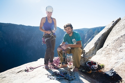 Yosemite, El Capitan, Jacopo Larcher, Barbara Zangerl - Jacopo Larcher and Barbara Zangerl after having successfully free climbed The Zodiac, El Capitan, Yosemite