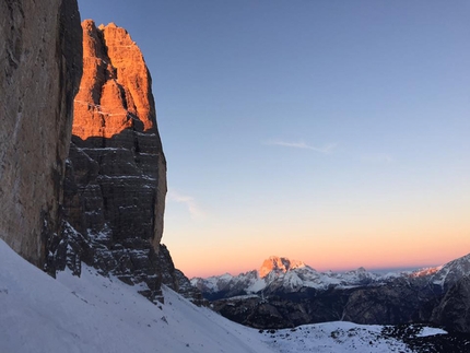 Tre Cime di Lavaredo, Dolomiti, Christoph Hainz, Simon Kehrer - Christoph Hainz & Simon Kehrer durante la loro trilogia invernale sulle Tre Cime di Lavaredo il 23/12/2016