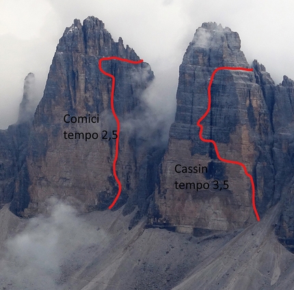 Tre Cime di Lavaredo, Dolomiti, Christoph Hainz, Simon Kehrer - Christoph Hainz & Simon Kehrer durante la loro trilogia invernale sulle Tre Cime di Lavaredo il 23/12/2016