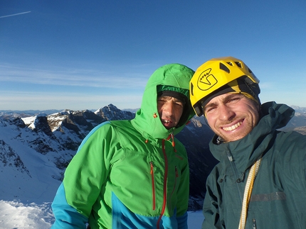 Hochbirghöhe, High Tauern Vittorio Messini, Isidor Poppeller - Isidor Poppeller and Vittorio Messini during the first ascent of 'Pinzga Stier' (WI5, 1200m, 23/12/2016) Hochbirghöhe (2767m)