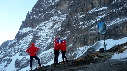 Eiger, Christian Casanova, Simone Corte Pause, Gino De Zolt, Alex Pivirotto - Durante la ripetizione da parte del Soccorso alpino Dolomiti Bellunesi della via Heckmair sulla parete nord dell'Eiger (Christian Casanova, Simone Corte Pause, Gino De Zolt, Alex Pivirotto 28-29/12/2016)