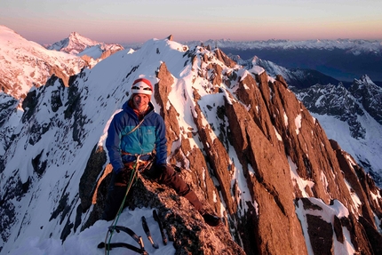 Pizzo Badile, Nordest Supercombo, Ines Papert, Luka Lindič - Luka Lindič making the first repeat of 'Nordest Supercombo' up the NE Face of Pizzo Badile together with Ines Papert on 30/12/2016