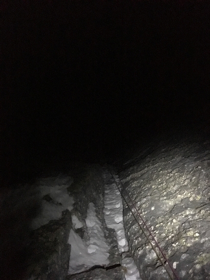 Via Cassin, Pizzo Badile, Luca Godenzi, Carlo Micheli - Luca Godenzi and Carlo Micheli during the winter ascent of Via Cassin, Pizzo Badile, on 30-31/12/2016