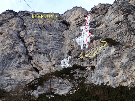 La Bruixa, Val Zemola, Dolomiti, Santiago Padrós, Luca Vallata - La Bruixa (WI6, M6, 75m, Santiago Padrós, Luca Vallata 05/01/2017), Val Zemola, Dolomiti
