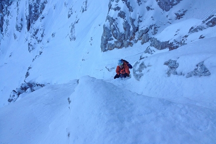 Škrlatica, Slovenia, Matej Arh, Klemen Gerbec  - Matej Arh and Klemen Gerbec on 4/12/2016 climbing Škripaška Smer, Škrlatica (2740m), Slovenia