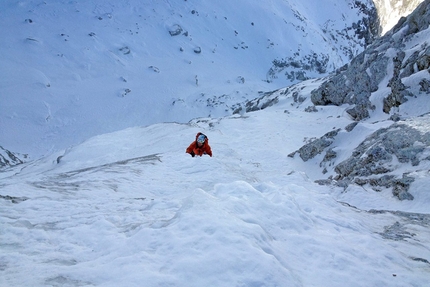 Škrlatica, Slovenia, Matej Arh, Klemen Gerbec  - Matej Arh and Klemen Gerbec on 4/12/2016 climbing Škripaška Smer, Škrlatica (2740m), Slovenia