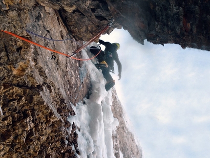 Škrlatica, Slovenia, Matej Arh, Klemen Gerbec  - Matej Arh and Klemen Gerbec on 18/12/2016 climbing Rdeča Megla up the North Face of Škrlatica (2740m), Slovenia