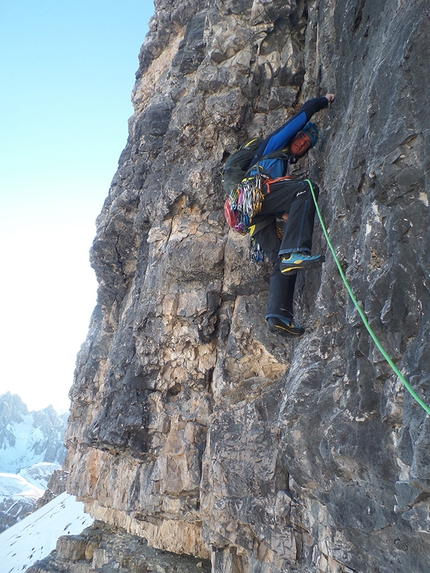 Drei Zinnen, Dolomites, Tre Cime di Lavaredo, winter trilogy, Simon Gietl, Vittorio Messini - Simon Gietl and Vittorio Messini on 31/12/2016 during the Winter Trilogy on the Tre Cime di Lavaredo, Dolomites