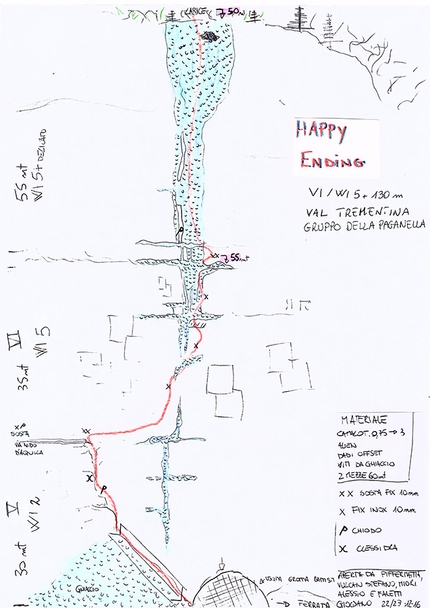 Val Trementina, Paganella, Happy Ending, Giordano Faletti, Alessio Miori, Mattia Piffer, Stefano Vulcan - Durante la prima salita di Happy Ending, Val Trementina Parete Est, Gruppo del Paganella (Giordano Faletti, Alessio Miori, Mattia Piffer, Stefano Vulcan 22-23/12/2016)