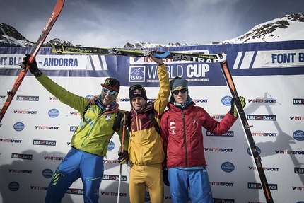 Ski Mountaineering World Cup 2017 -  Individual race Male podium: 2. Damiano Lenzi 1. Anton Palzer 3. Xavier Gachet