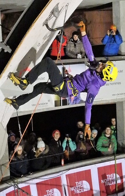 Ice Climbing World Cup 2017 - Angelika Rainer competing in the Ice Climbing World Cup 2017 in Saas Fee, Switzerland