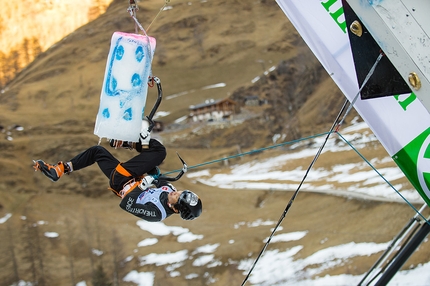 Ice Climbing World Cup 2017 - HeeYong Park on his way to winning the stage in Rabenstein in Italy and the entire Ice climbing World Cup 2017