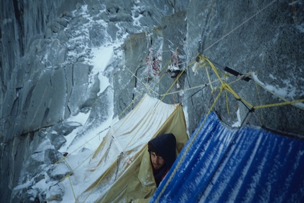 Cerro Murallon, Patagonia - During the historic first ascent of Cerro Murallon in Patagonia, carried out in 1984 by the Ragni di Lecco climbers Carlo Aldè, Casimiro Ferrari and Paolo Vitali.