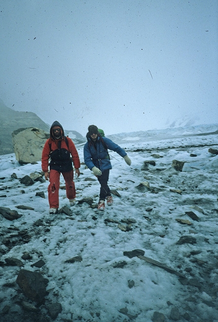 Cerro Murallon, Patagonia - During the historic first ascent of Cerro Murallon in Patagonia, carried out in 1984 by the Ragni di Lecco climbers Carlo Aldè, Casimiro Ferrari and Paolo Vitali.