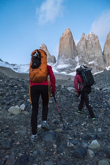 Riders on the Storm, Torres del Paine, Patagonia, Mayan Smith-Gobat, Brette Harrington - Brette Harrington and Mayan Smith-Gobat approaching the Torres del Paine in Patagonia