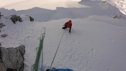 Monte Miletto, Monti del Matese, Infinite Dreams, Monti Riccardo Quaranta, Agnese Flavi - During the first ascent of 'Infinite Dreams' Monte Miletto, Monti del Matese (Riccardo Quaranta, Agnese Flavi 15/02/2017)