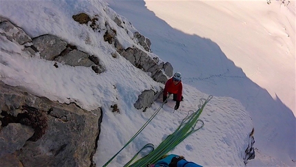 Monte Miletto, Monti del Matese, Infinite Dreams, Monti Riccardo Quaranta, Agnese Flavi - During the first ascent of 'Infinite Dreams' Monte Miletto, Monti del Matese (Riccardo Quaranta, Agnese Flavi 15/02/2017)