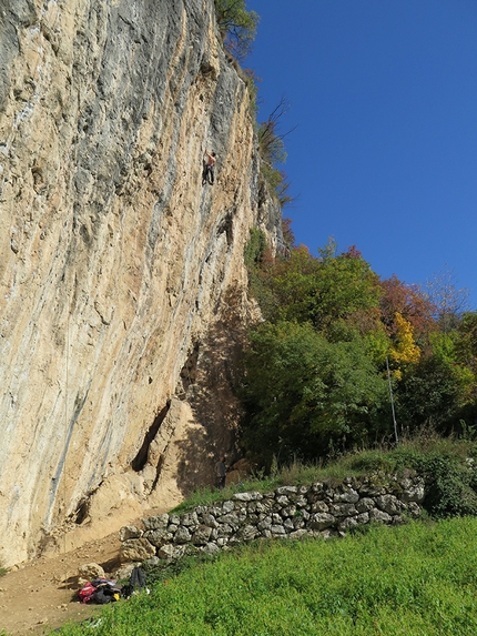 Nomesino, Val di Gresta, Arco - Andrea Ragazzi climbing Ex-Express 8a at Nomesino in Val di Gresta