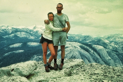 Royal Robbins - Liz Robbins and Royal Robbins on the summit of Half Dome, Yosemite