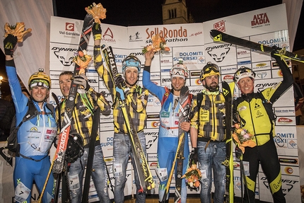 Sellaronda Skimarathon 2017, Dolomiti - Podio maschile della 22° edizione del Skimarathon: 2. Fabio Bazzana e Franco Collé 1. Tadei Pivk e Filippo Barazzuol 3. Philipp Götsch e Christian Hoffmann