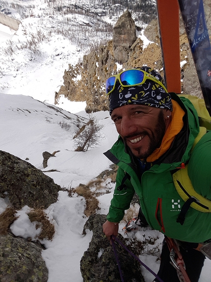 Pizzo Tronella, Val Gerola, Cristian Candiotto - Cristian Candiotto durante la salita di Couloir sinuoso il 12/03/2017 sul Pizzo Tronella in Val Gerola