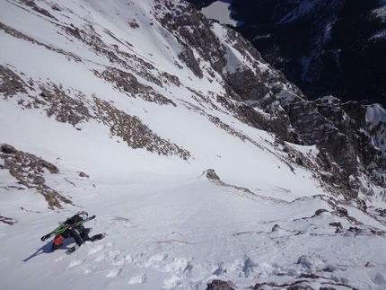 Dolomiti, sci ripido, sci estremo - Corno di Denno, durante un traverso