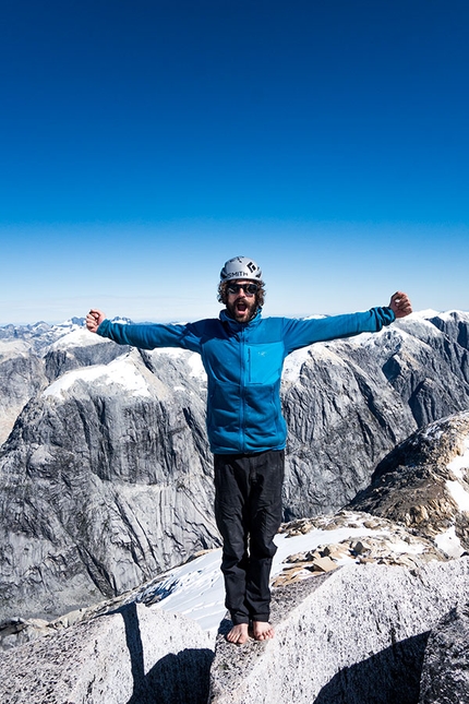 Cerro Mariposa, Patagonia, Luca Schiera, Paolo Marazzi - Paolo Marazzi on the summit of an unnamed mountain