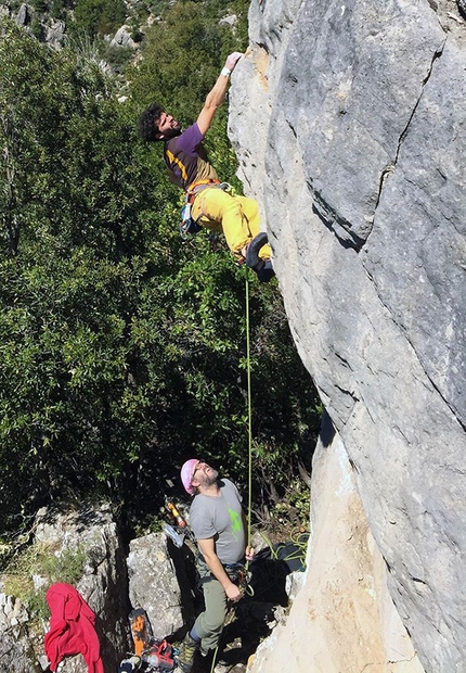 Lula, Monte Albo, Sardinia - Filippo Manca climbing Unu Rasoiu (6c+) at Coa ‘e Littu, Lula, Sardinia