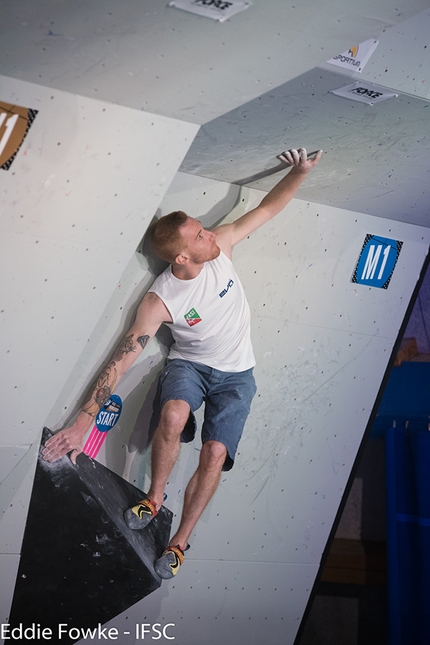 Coppa del Mondo Boulder 2017, Meiringen - Gabriele Moroni durante la prima tappa della Coppa del Mondo Boulder 2017 a Meiringen